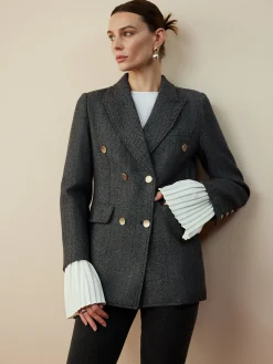 Discount Wool-Blend Chevron Tweed Fit Blazer Outerwear|Blazers