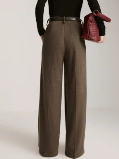 Wool-Blend Chevron Wide-Leg Pants Without Belt Pants|Bottoms