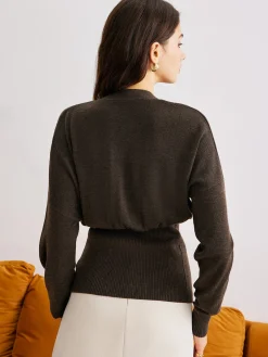 Sale Wool-Blend Cinched Button Knit Outerwear Sweater Tops|Outerwear