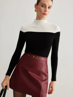 Outlet Wool-Blend Color Block Knit Top Sweater Tops|Sweaters & Cardigans