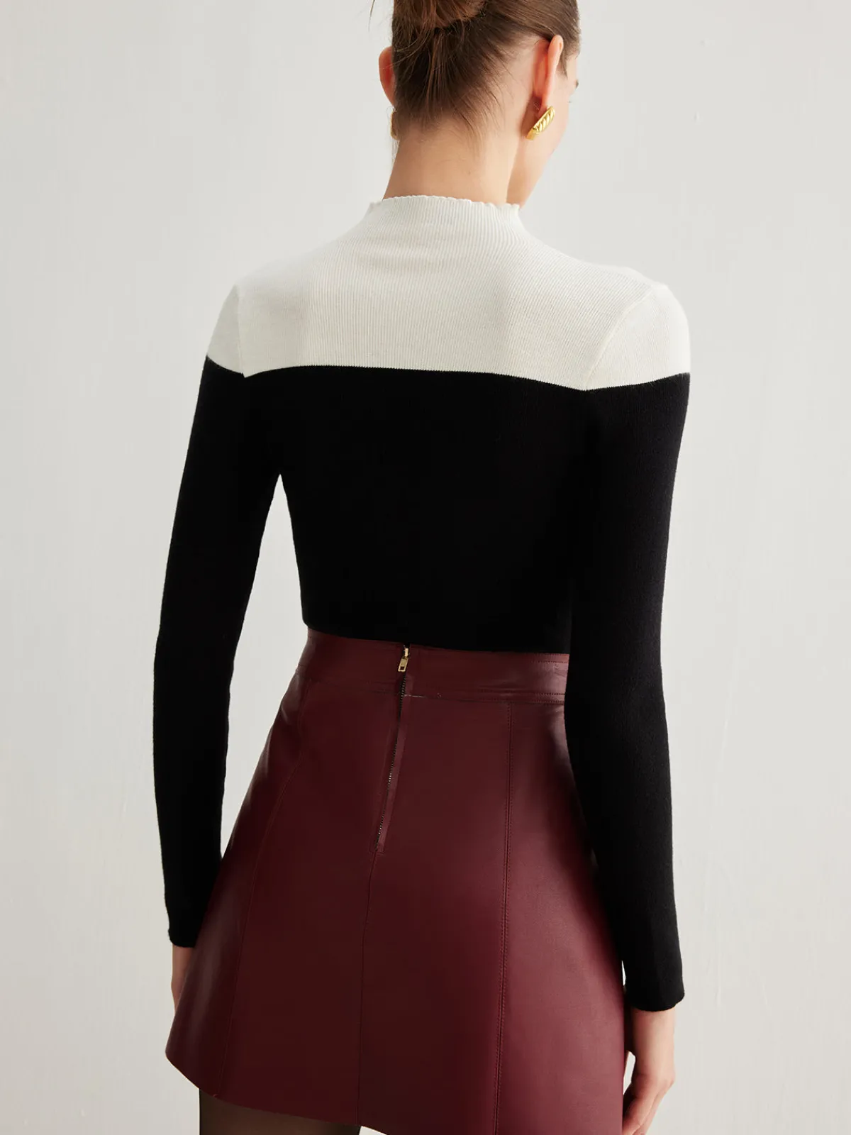 Outlet Wool-Blend Color Block Knit Top Sweater Tops|Sweaters & Cardigans