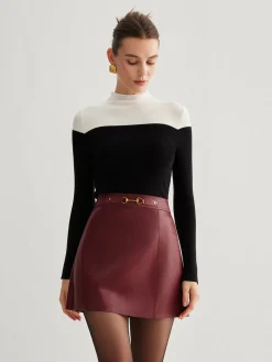 Outlet Wool-Blend Color Block Knit Top Sweater Tops|Sweaters & Cardigans