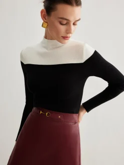 Outlet Wool-Blend Color Block Knit Top Sweater Tops|Sweaters & Cardigans