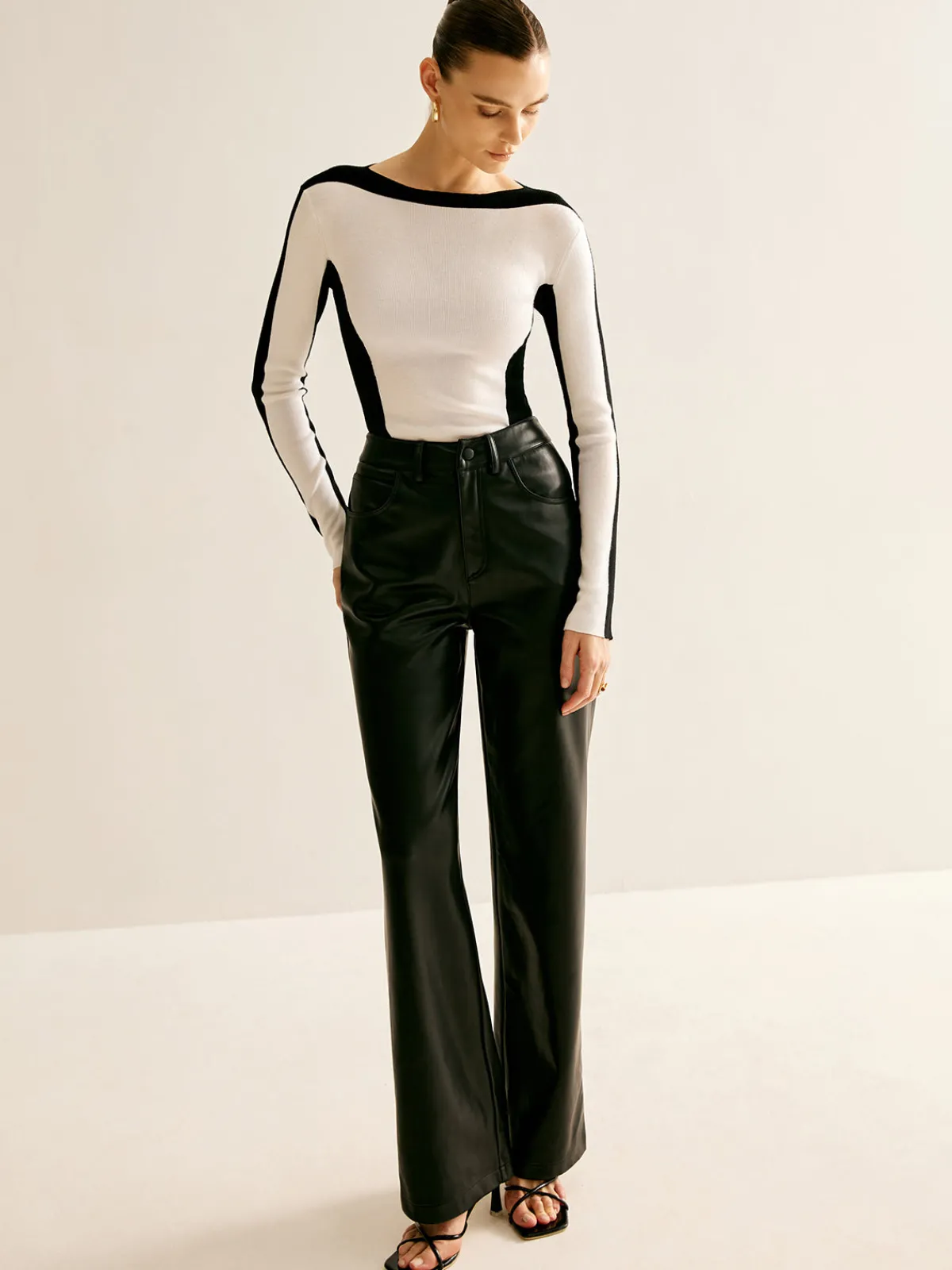 New Wool-Blend Color Block Slim Sweater Sweater Tops|Sweaters & Cardigans