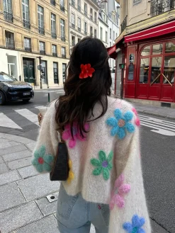 Online Wool-Blend Colorful Flower Cardigan Cardigans|Sweaters & Cardigans