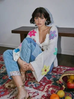 Online Wool-Blend Colorful Flower Cardigan Cardigans|Sweaters & Cardigans