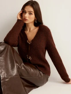 New Wool-Blend Cutout Metal-Link Cardigan Cardigans|Sweaters & Cardigans