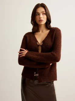 New Wool-Blend Cutout Metal-Link Cardigan Cardigans|Sweaters & Cardigans