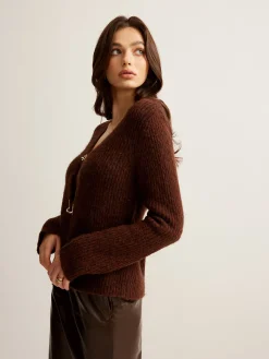 New Wool-Blend Cutout Metal-Link Cardigan Cardigans|Sweaters & Cardigans