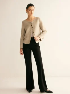 Best Wool-Blend Elegant Button Blazer Outerwear|Blazers