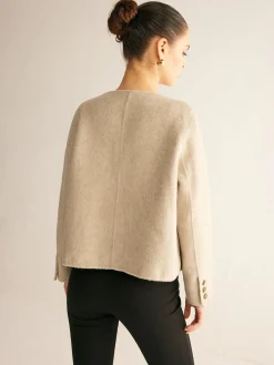 Best Wool-Blend Elegant Button Blazer Outerwear|Blazers
