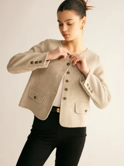 Best Wool-Blend Elegant Button Blazer Outerwear|Blazers
