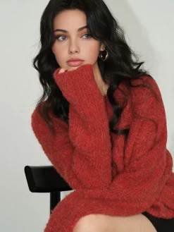 Hot Wool-Blend Elegant Ribbed Sweater Sweater Tops|Sweaters & Cardigans