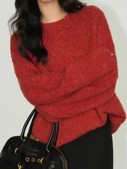 Hot Wool-Blend Elegant Ribbed Sweater Sweater Tops|Sweaters & Cardigans