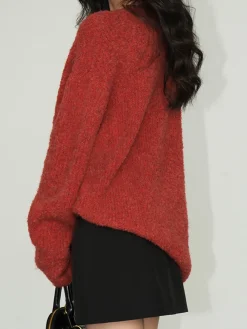 Hot Wool-Blend Elegant Ribbed Sweater Sweater Tops|Sweaters & Cardigans