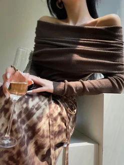 Discount Wool-Blend Elegant Ruched Slim Sweater Sweater Tops|Sweaters & Cardigans