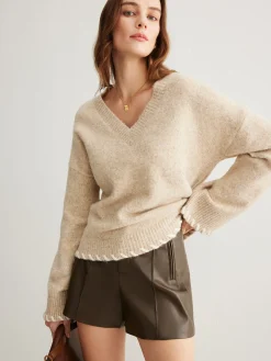 Sale Wool-Blend Embroidered Trim Sweater Sweater Tops|Sweaters & Cardigans