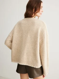 Sale Wool-Blend Embroidered Trim Sweater Sweater Tops|Sweaters & Cardigans