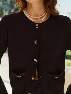 Outlet Wool-Blend Geometric-Button Cardigan Cardigans|Sweaters & Cardigans