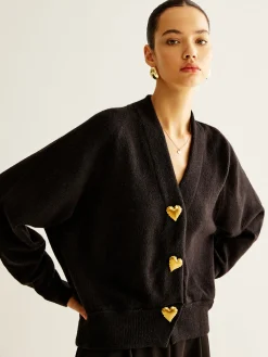 New Wool-Blend Heart Button Cardigan Cardigans|Sweaters & Cardigans