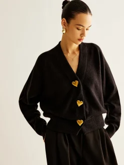 New Wool-Blend Heart Button Cardigan Cardigans|Sweaters & Cardigans