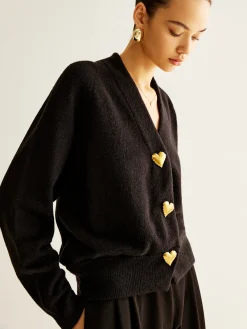 New Wool-Blend Heart Button Cardigan Cardigans|Sweaters & Cardigans