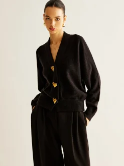 New Wool-Blend Heart Button Cardigan Cardigans|Sweaters & Cardigans