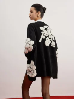Outlet Wool-Blend Knit-Floral Cardigan Cardigans|Sweaters & Cardigans