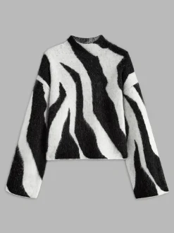 Hot Wool-Blend Leopard Fuzzy Sweater Sweater Tops|Sweaters & Cardigans