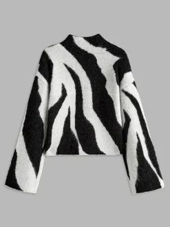Hot Wool-Blend Leopard Fuzzy Sweater Sweater Tops|Sweaters & Cardigans