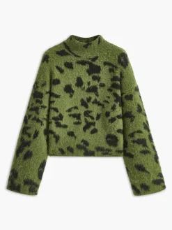 Hot Wool-Blend Leopard Fuzzy Sweater Sweater Tops|Sweaters & Cardigans