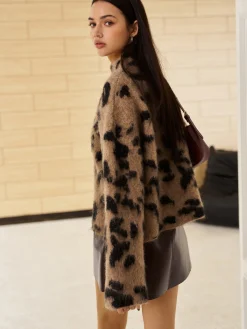Discount Wool-Blend Leopard Fuzzy Sweater Sweater Tops|Sweaters & Cardigans