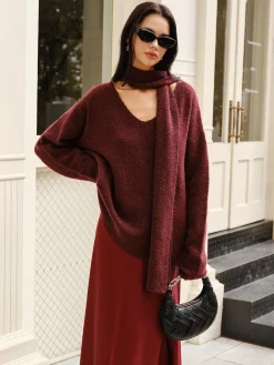 Discount Wool-Blend Loose Scarf Sweater Sweater Tops|Sweaters & Cardigans