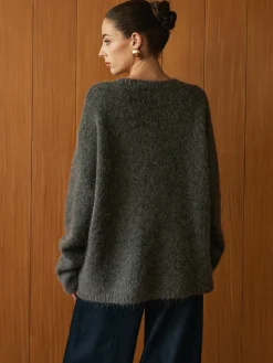 New Wool-Blend Metal Button Knit Outerwear Sweater Tops|Outerwear