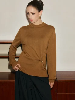 Hot Wool-Blend Metal Knotted Sweater Sweater Tops|Sweaters & Cardigans