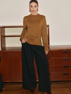 Hot Wool-Blend Metal Knotted Sweater Sweater Tops|Sweaters & Cardigans