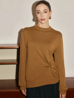 Hot Wool-Blend Metal Knotted Sweater Sweater Tops|Sweaters & Cardigans