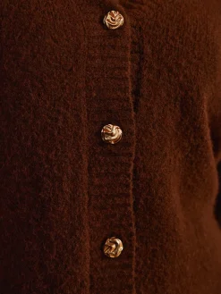Wool-Blend Metal-Button Belted Cardigan Cardigans|Sweaters & Cardigans