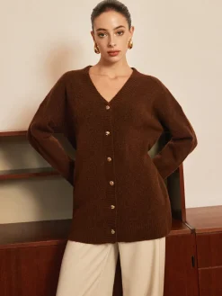Wool-Blend Metal-Button Belted Cardigan Cardigans|Sweaters & Cardigans