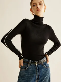 Hot Wool-Blend Mock-Neck Knit Top Sweater Tops|Sweaters & Cardigans