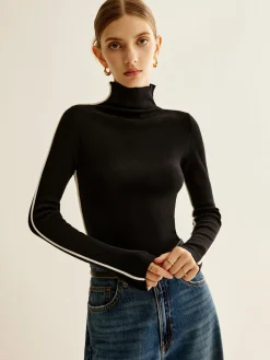 Hot Wool-Blend Mock-Neck Knit Top Sweater Tops|Sweaters & Cardigans