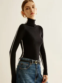 Hot Wool-Blend Mock-Neck Knit Top Sweater Tops|Sweaters & Cardigans