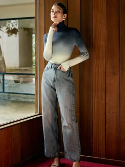 Discount Wool-Blend Ombre Slim Knit Top Sweater Tops|Sweaters & Cardigans