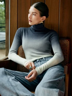 Wool-Blend Ombre Slim Knit Top Sweater Tops|Sweaters & Cardigans