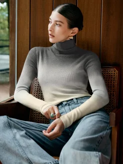 Wool-Blend Ombre Slim Knit Top Sweater Tops|Sweaters & Cardigans
