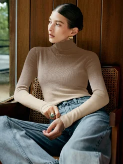 Wool-Blend Ombre Slim Knit Top Sweater Tops|Sweaters & Cardigans