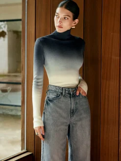 Wool-Blend Ombre Slim Knit Top Sweater Tops|Sweaters & Cardigans