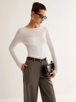 Hot Wool-Blend Panel Slim Sweater Sweater Tops|Sweaters & Cardigans