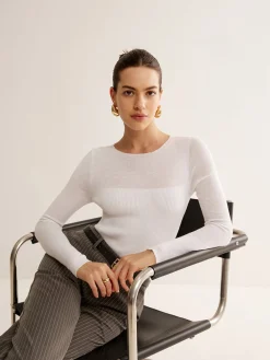 Hot Wool-Blend Panel Slim Sweater Sweater Tops|Sweaters & Cardigans