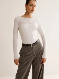 Hot Wool-Blend Panel Slim Sweater Sweater Tops|Sweaters & Cardigans